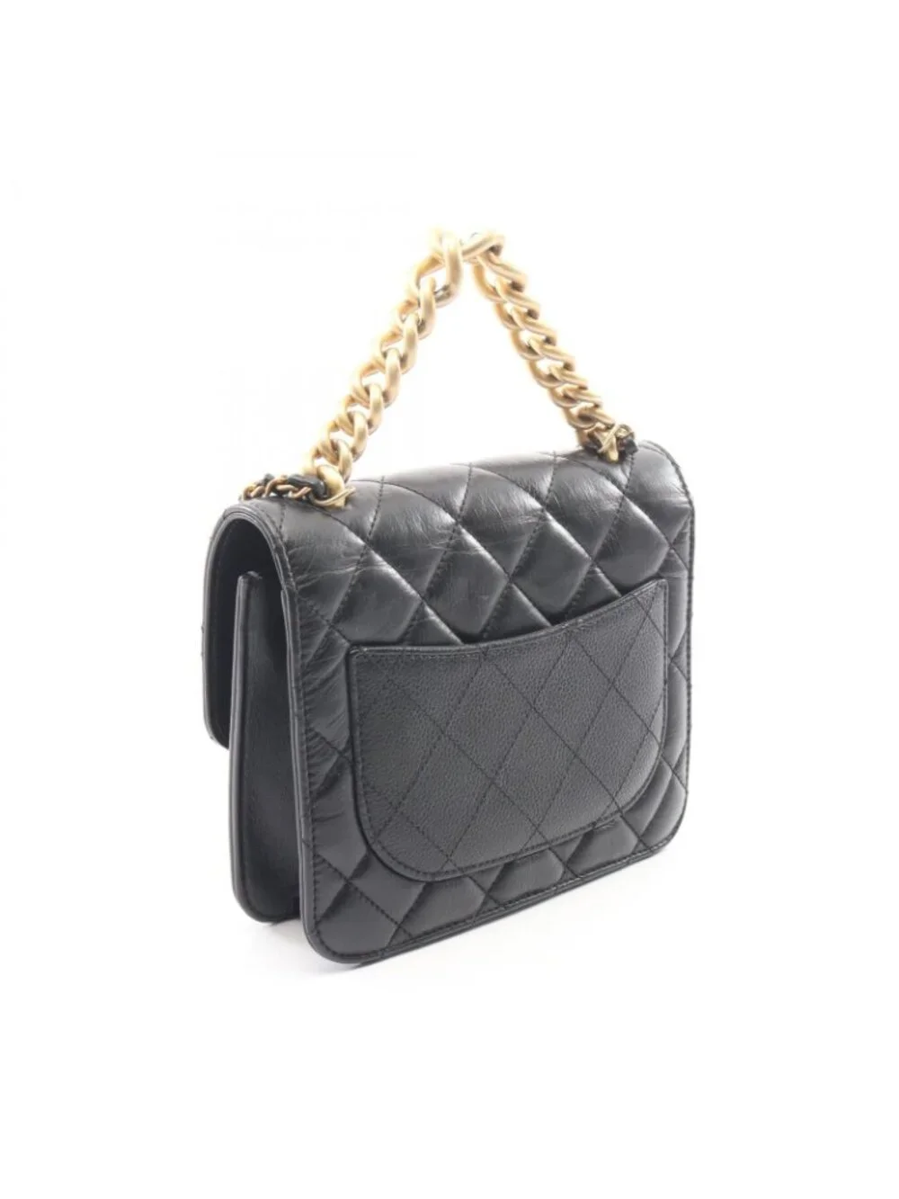Chanel Shoulder Bag Quilted 2-Way Black Leather Caviar Small Chain